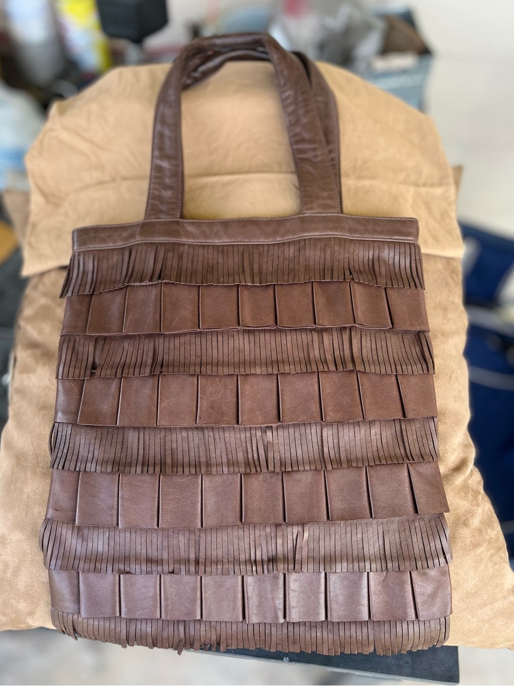 Scully Brown Leather Bag with Fringe ✨Vintage✨ - Picture 4 of 13